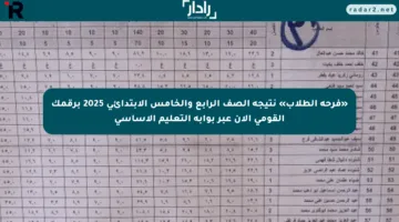 «فرحة الطلاب» نتيجة الصف الرابع والخامس الابتدائي 2025 برقمك القومي الآن عبر بوابة التعليم الأساسي